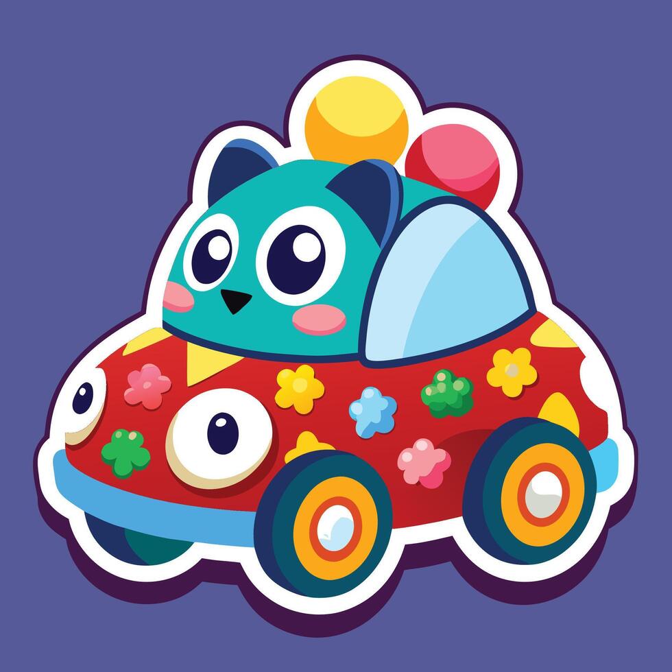 a cute car with a cat on top vector