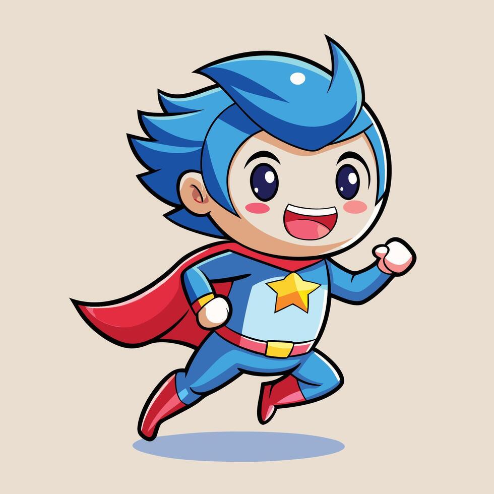 cartoon character of a superhero running on a white background vector