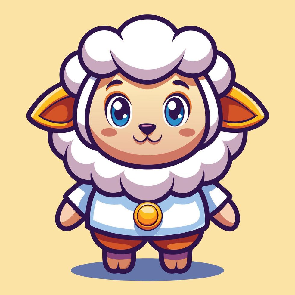 cartoon sheep character with a gold coin on a white background vector