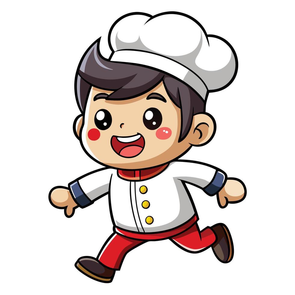 cartoon chef running white background vector