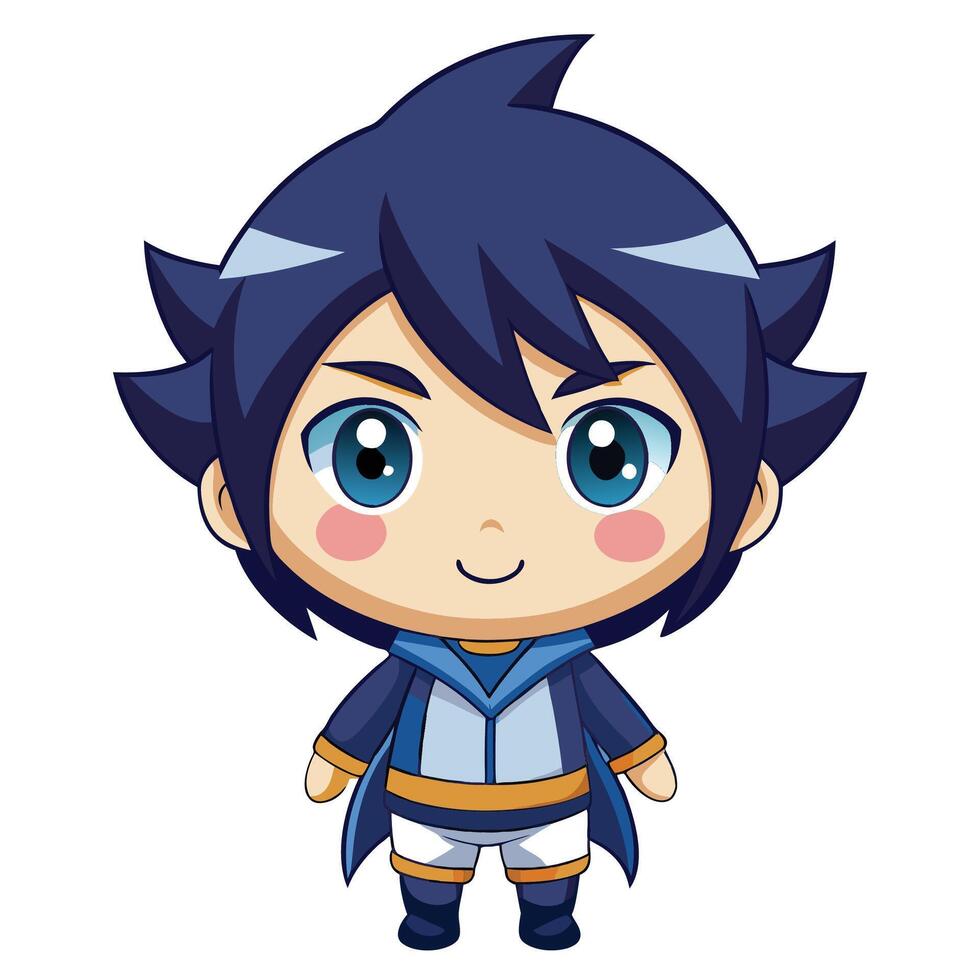 cartoon character with blue hair and blue eyes vector