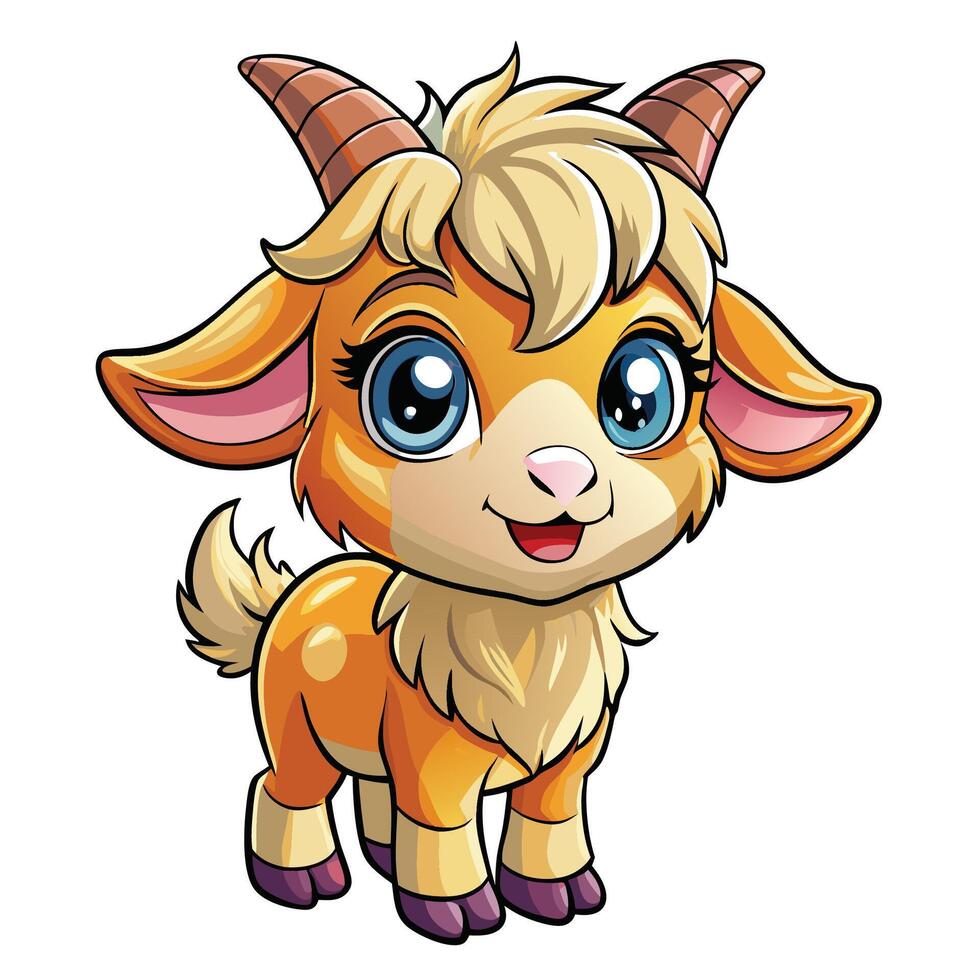 a cartoon goat with horns and big eyes on a white background vector