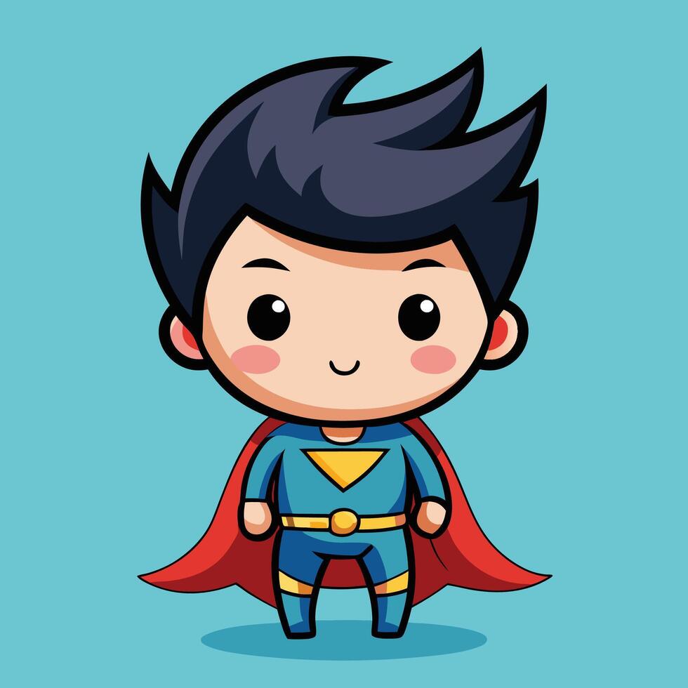 superhero boy in cartoon style on a white background vector