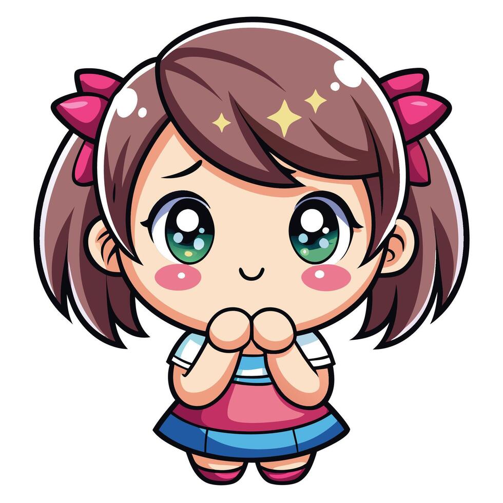 cute little girl illustration vector