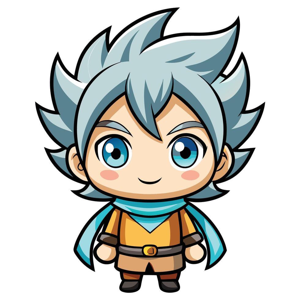 an anime character with blue hair and a blue scarf vector