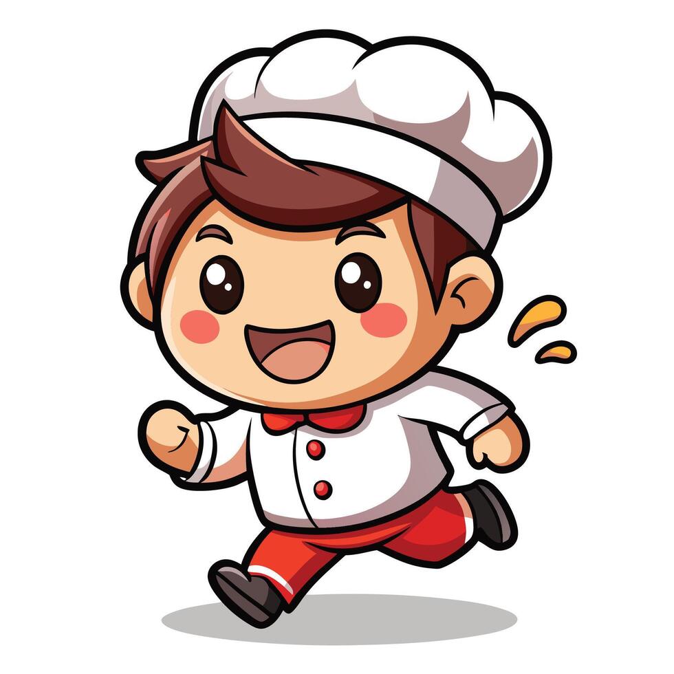 cartoon chef running, white background vector
