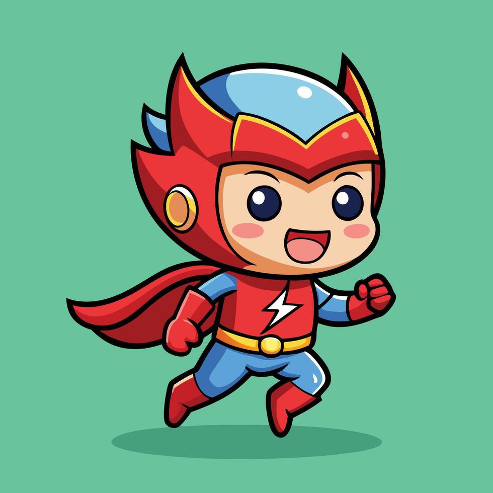 superhero kid running illustration vector