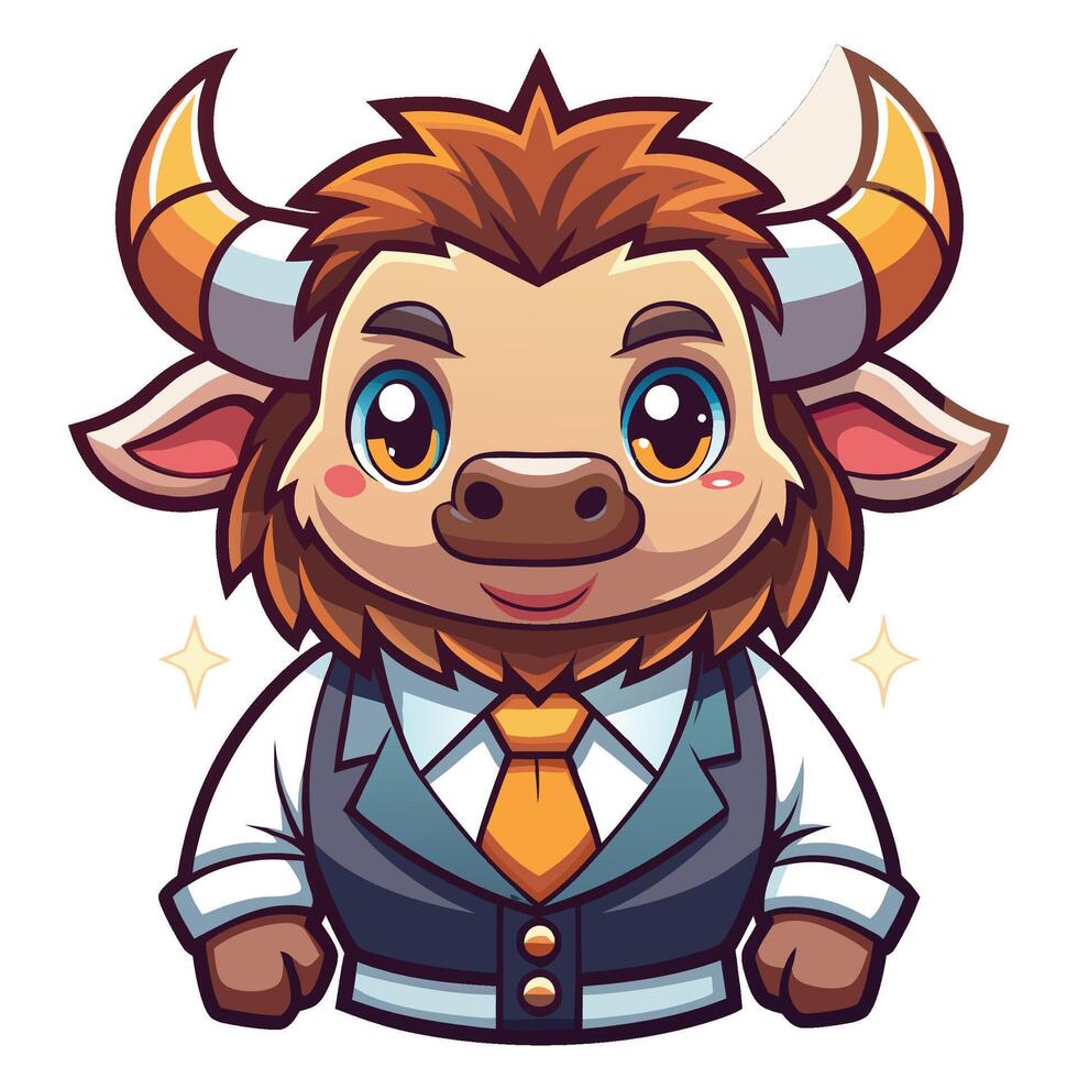 a cartoon bull wearing a suit and tie vector