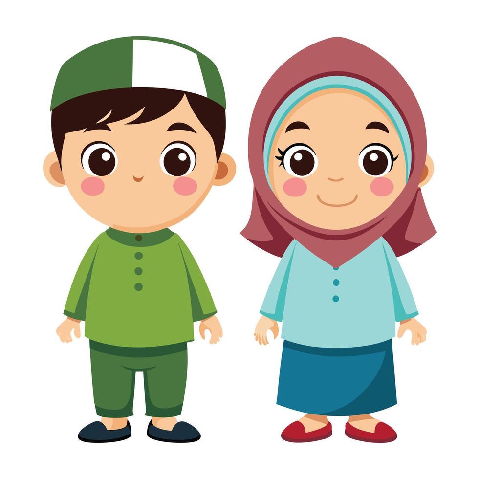 boy and girl in traditional clothes on a white background vector
