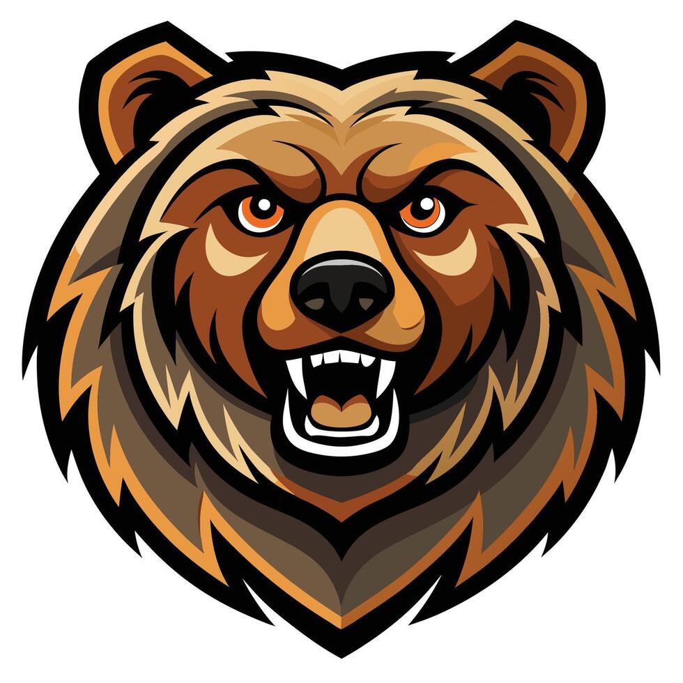 the head of a grizzly bear i on a white background vector