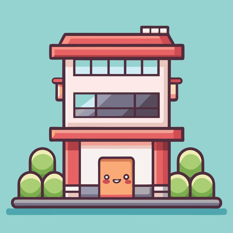 a cartoon house with a window and a door vector
