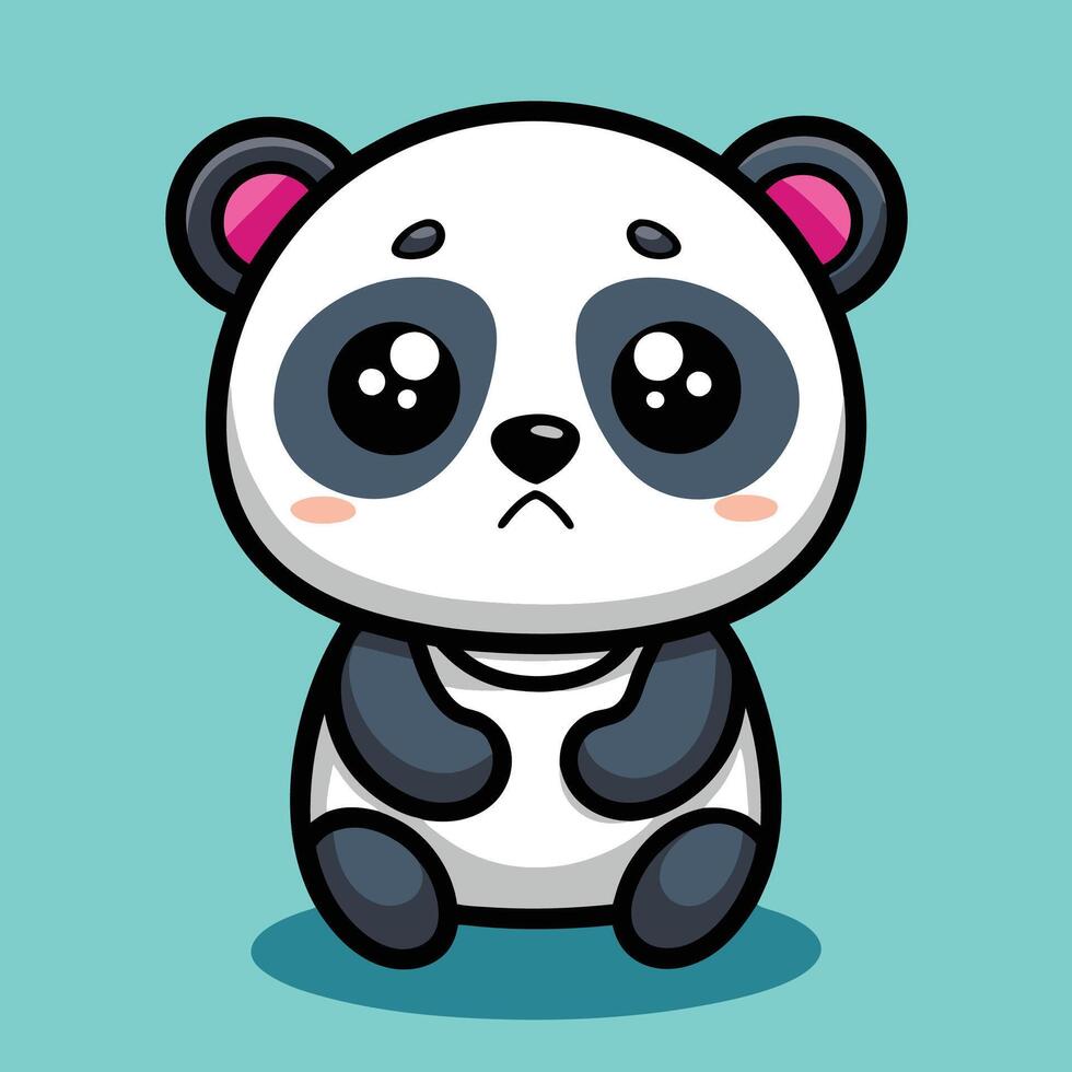 a cartoon panda bear sitting down with on a white background vector