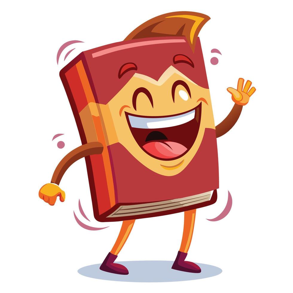 cartoon book character with arms on a white background vector