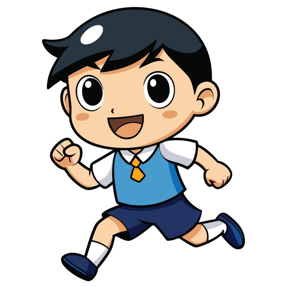 a cartoon boy running with a tie on on a white background vector