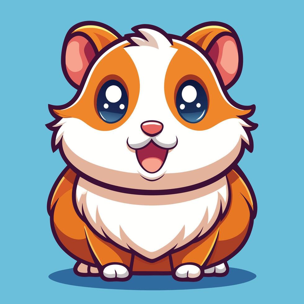 a cartoon hamster sitting on a blue background vector