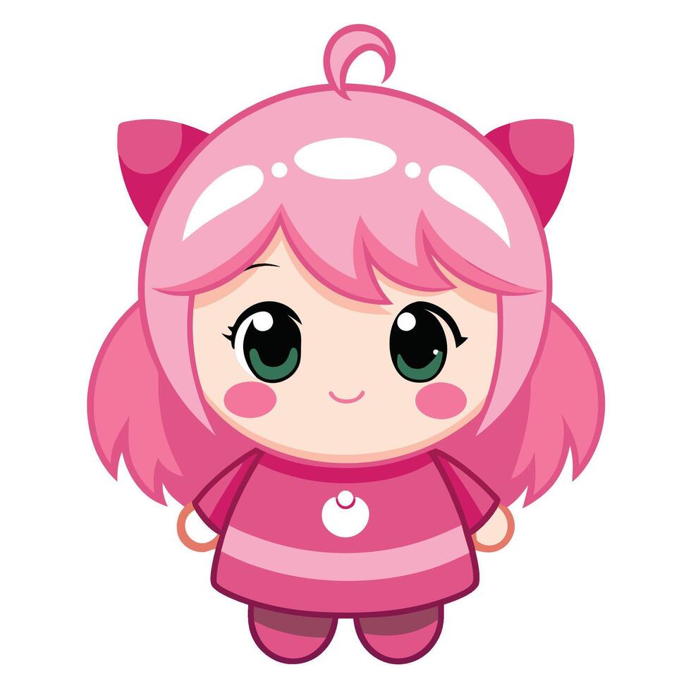 a cartoon character with pink on a white background vector