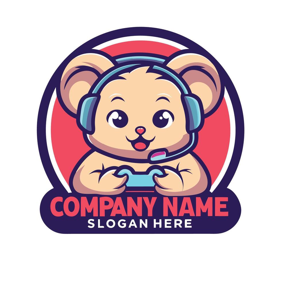 a cute bear wearing headphones on a white background vector