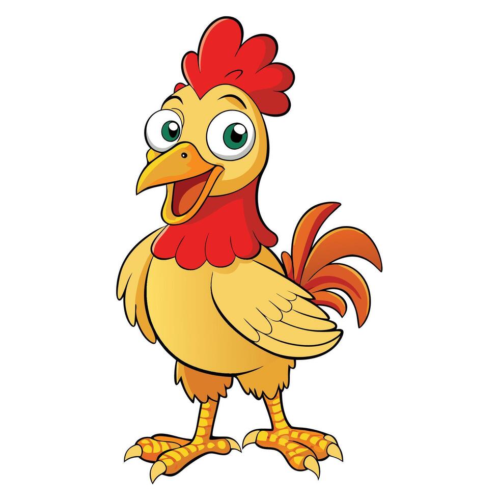 cute cartoon chicken illustration vector