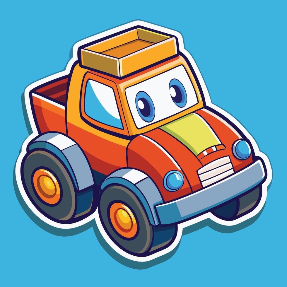 a cartoon truck with a box on top vector
