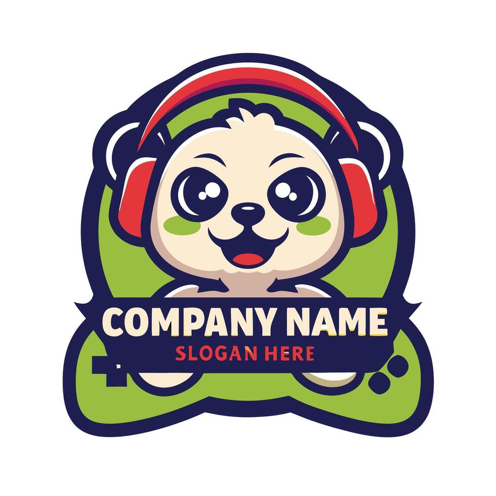a cute panda bear with headphones on his head vector