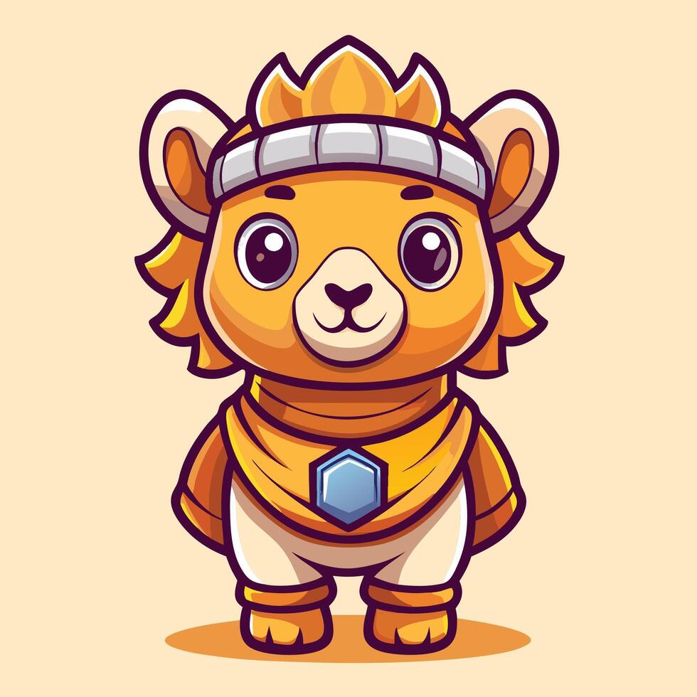 a cartoon lion wearing a crown and holding a shield vector