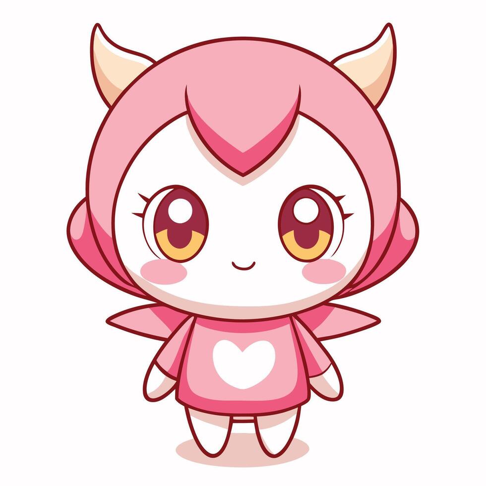 a cartoon character with horns and pink clothes vector