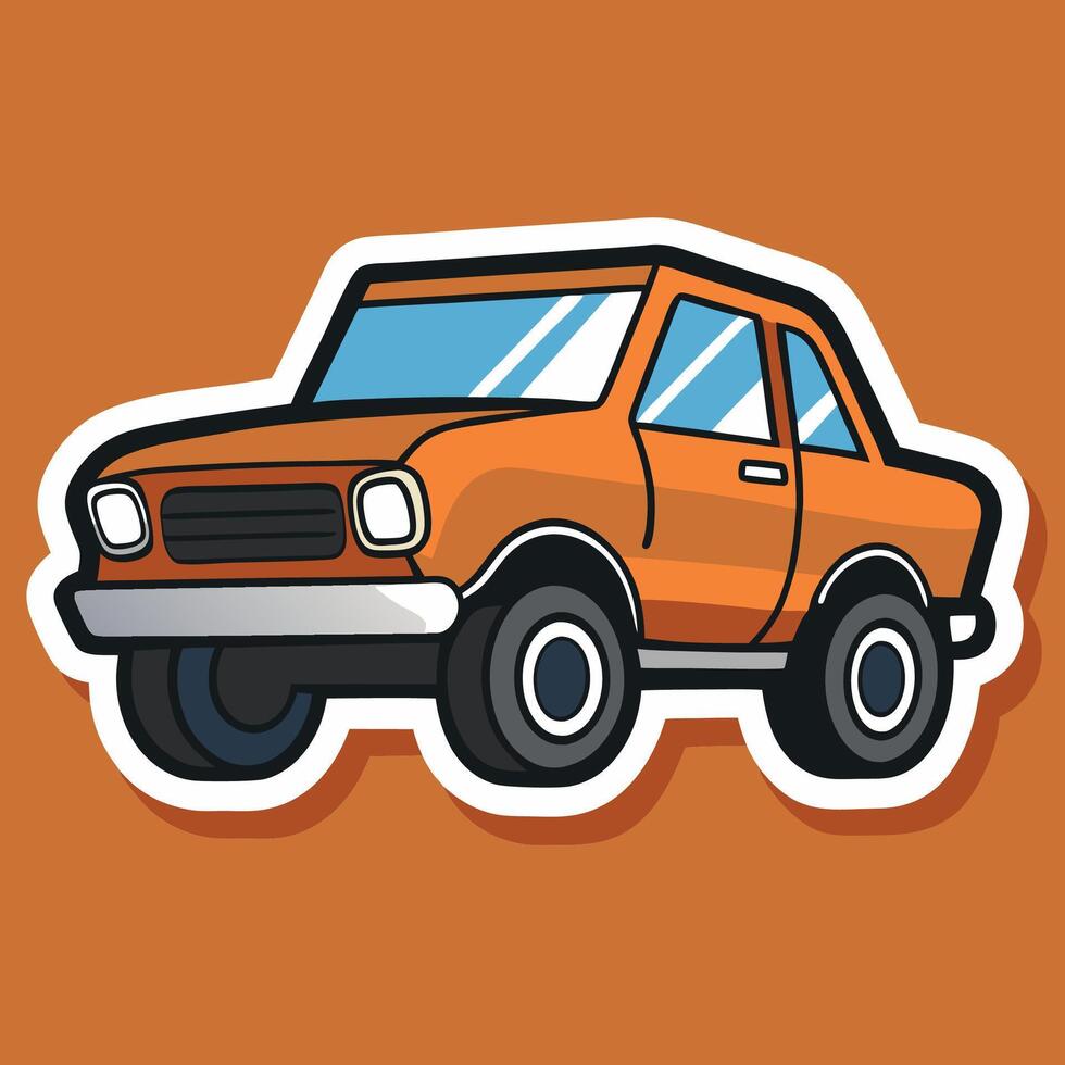 an orange car sticker on a brown background vector