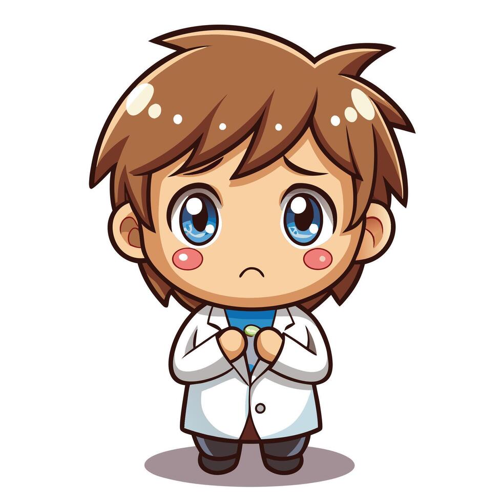 a cartoon boy in a lab coat vector