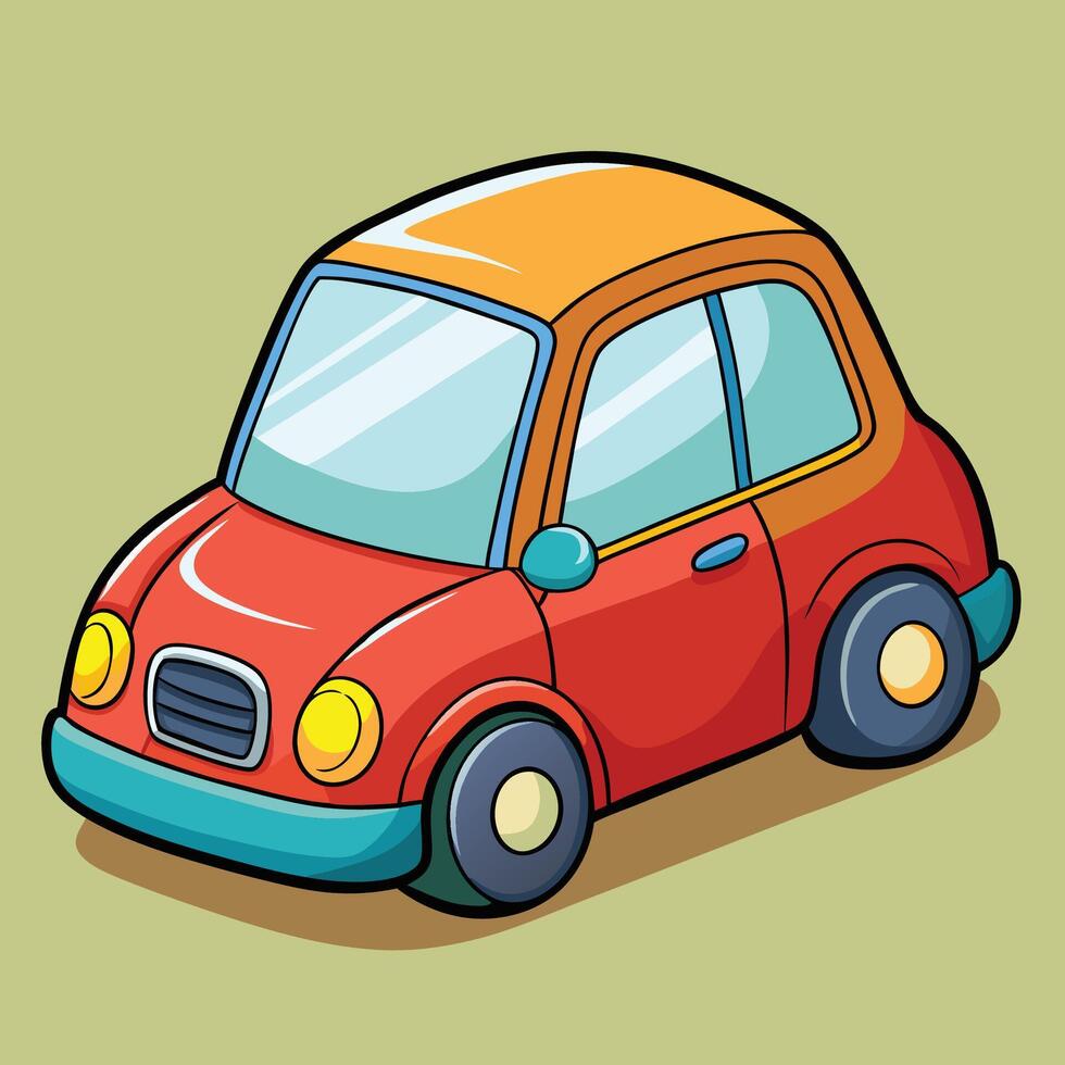 cartoon car on green background vector