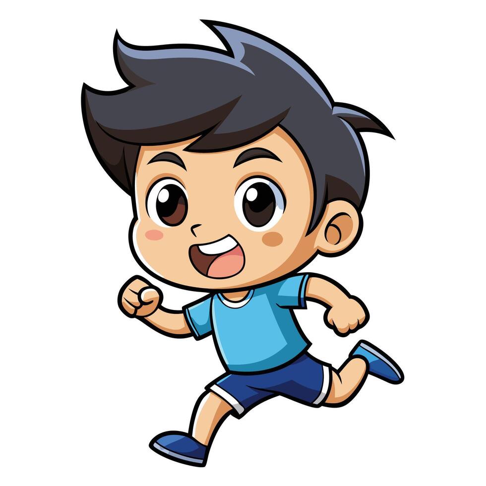 cartoon boy running illustration on a w on a white backgroundhite background vector