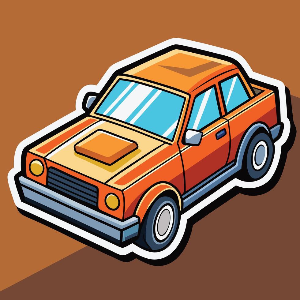 a cartoon car on a brown background vector