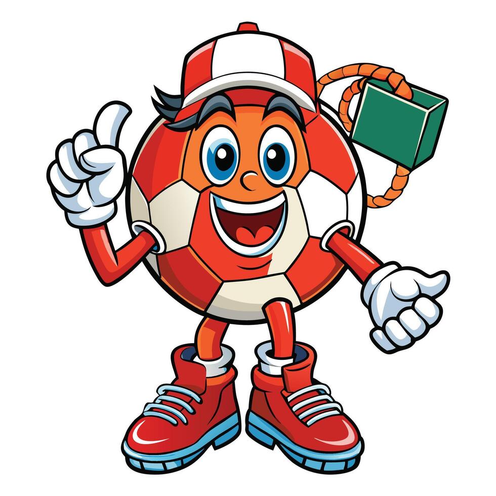 a cartoon soccer ball character with a thumbs up vector