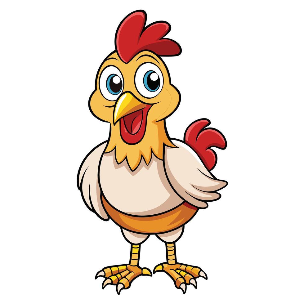 cartoon chicken cute kawai vector