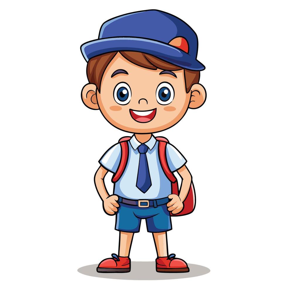 school boy in uniform illustration on a white background vector