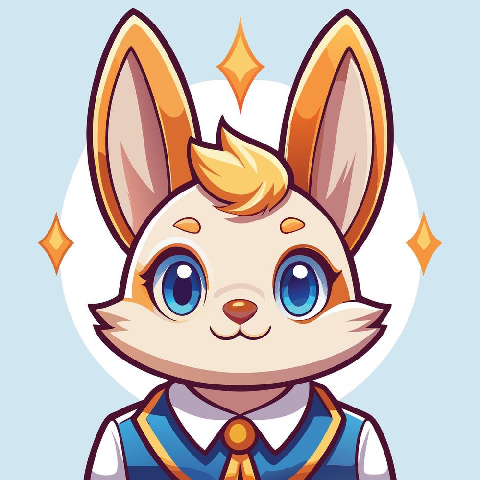 a cartoon bunny with blue eyes and a tie vector