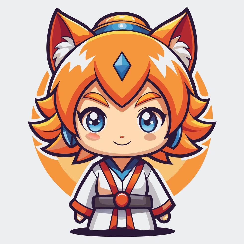 a cartoon character with orange hair and blue eyes on a white background vector