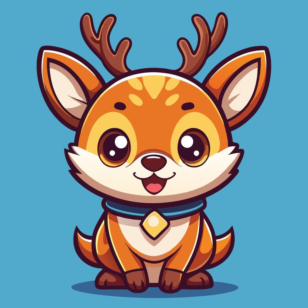 cute deer cartoon character illustration on a white background vector