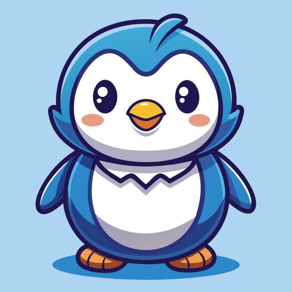 a cartoon penguin with a blue and white dress vector