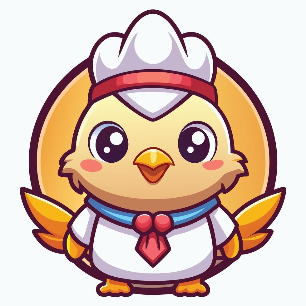 a cartoon chicken wearing a chef hat on a white background vector