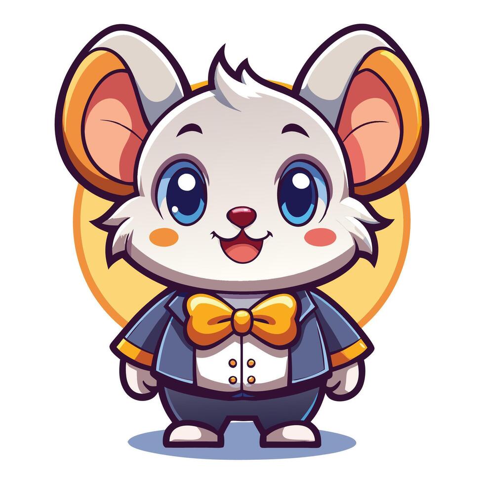 a cartoon mouse in a suit and bow tie on a white background vector