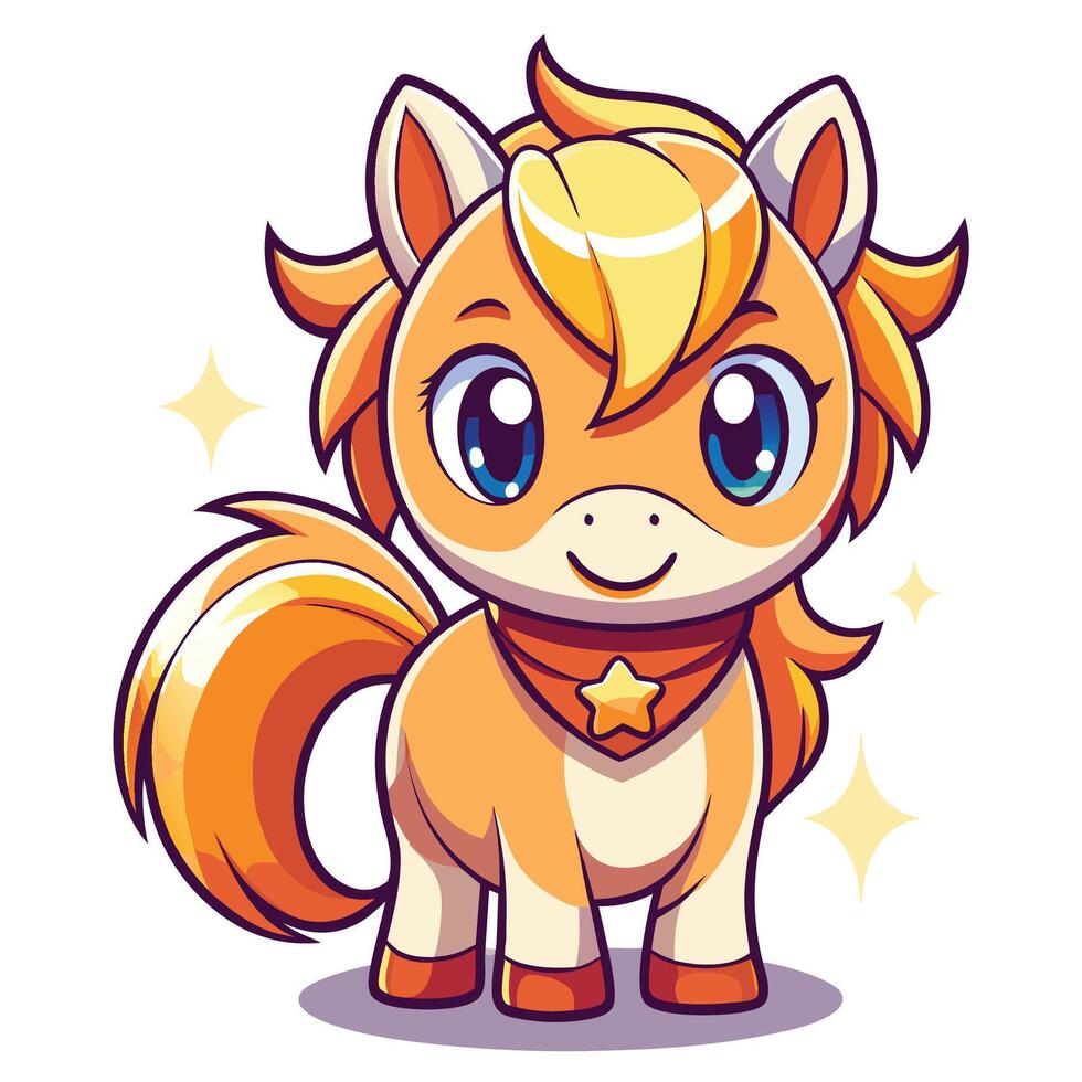 a cartoon pony with a star on its head vector
