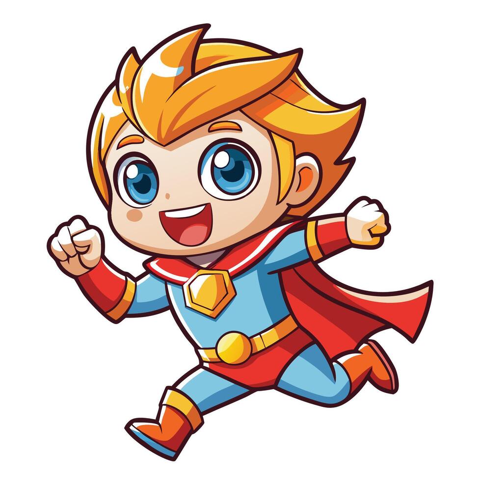 boy in superhero costume running on a white background vector