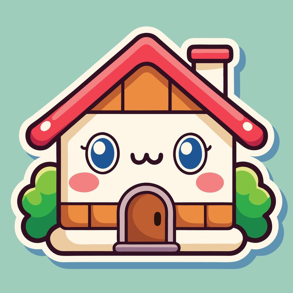 a cute house with a red roof and windows on a white background vector