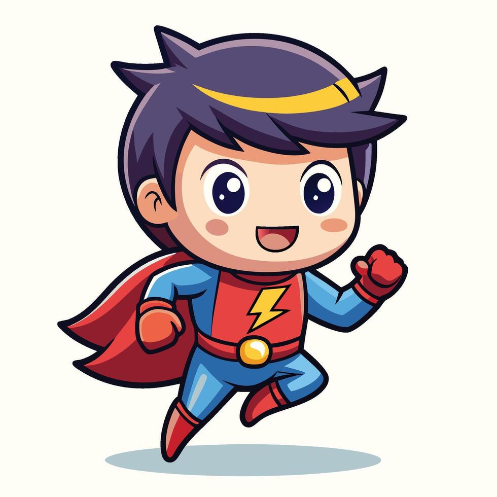 cartoon boy in superhero white background vector