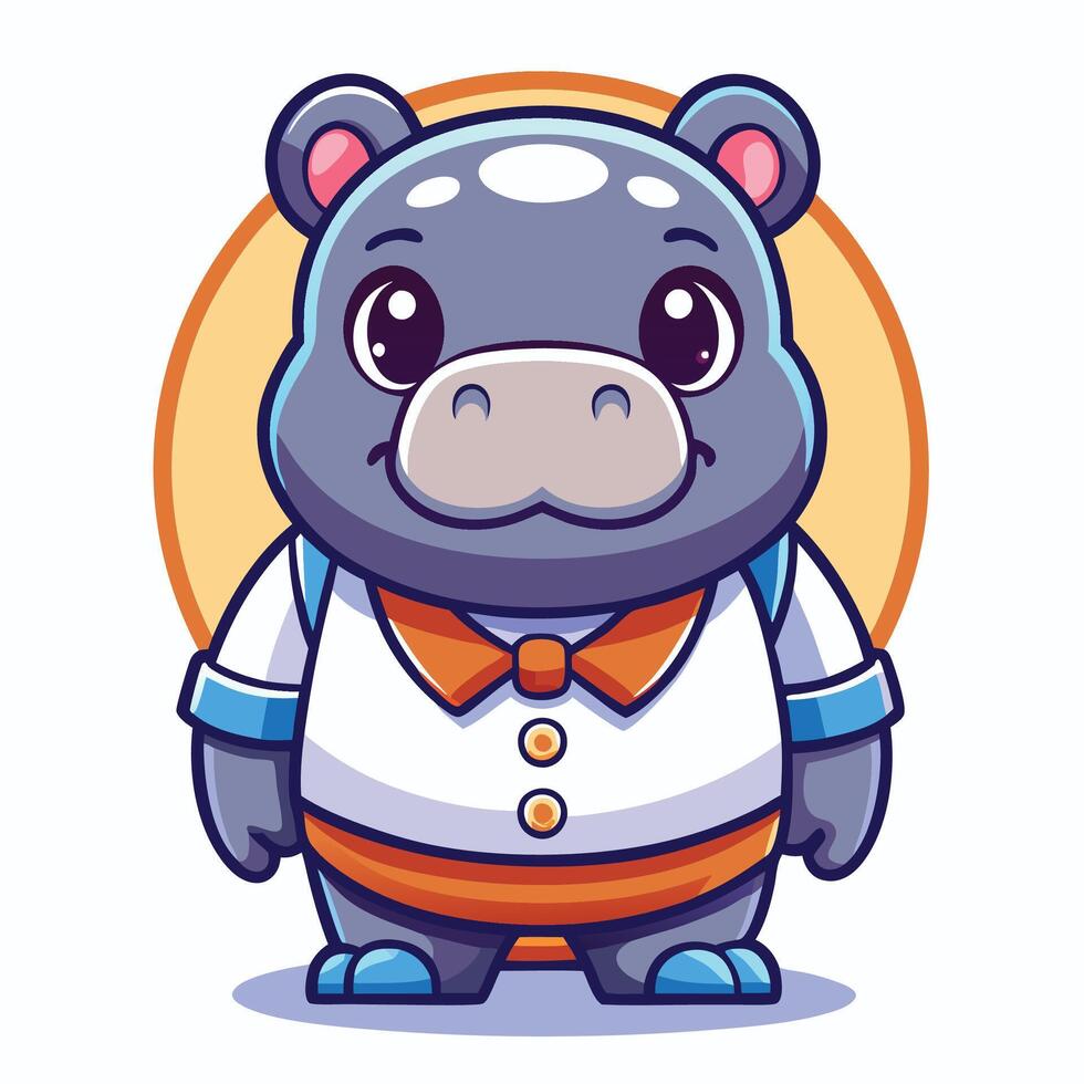 hippo in a suit and tie on a white background vector