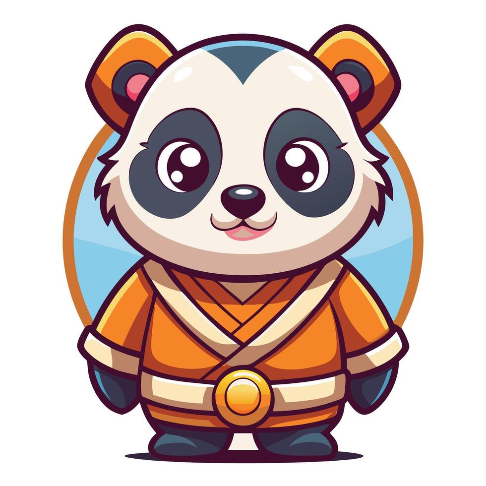 a cartoon panda in an orange robe vector