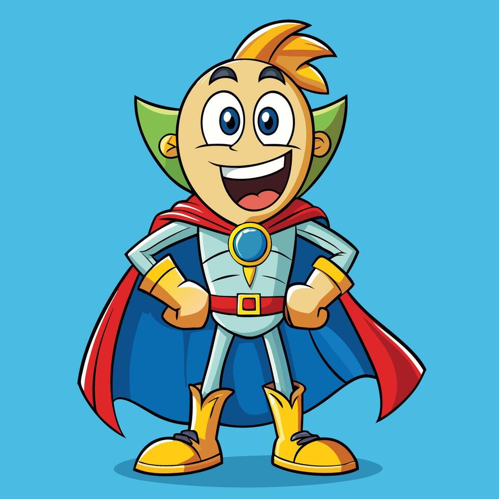 cartoon superhero character with cape and red cape vector