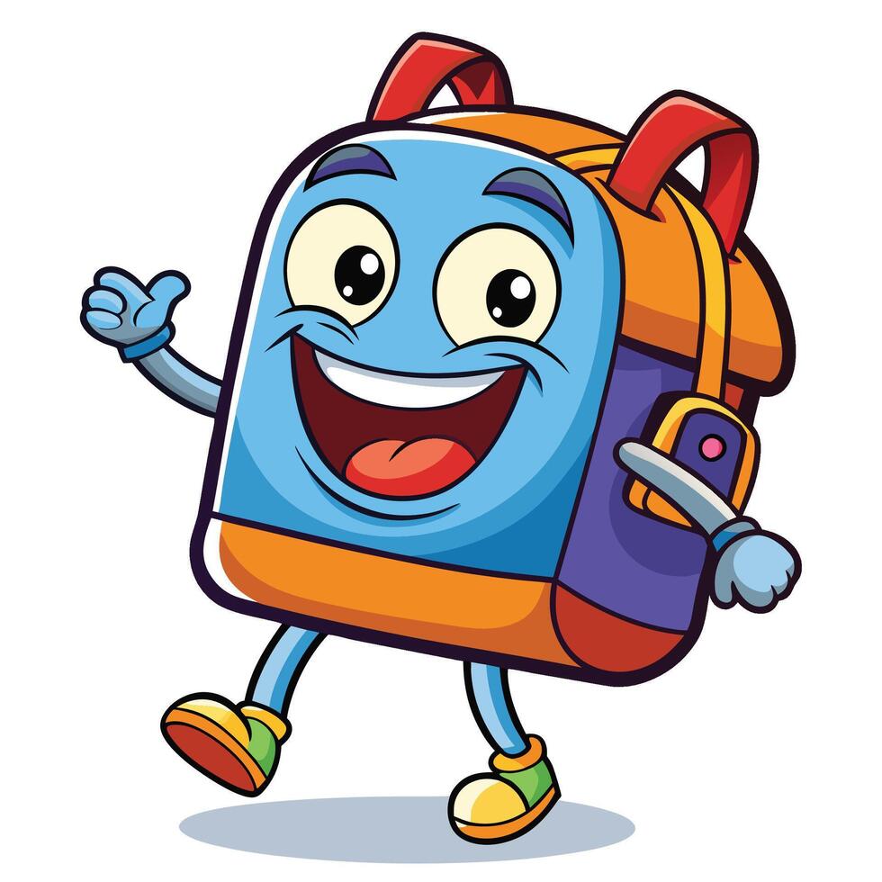 school bag character white background vector