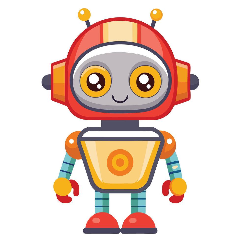 cute robot illustration white background on a white background vector