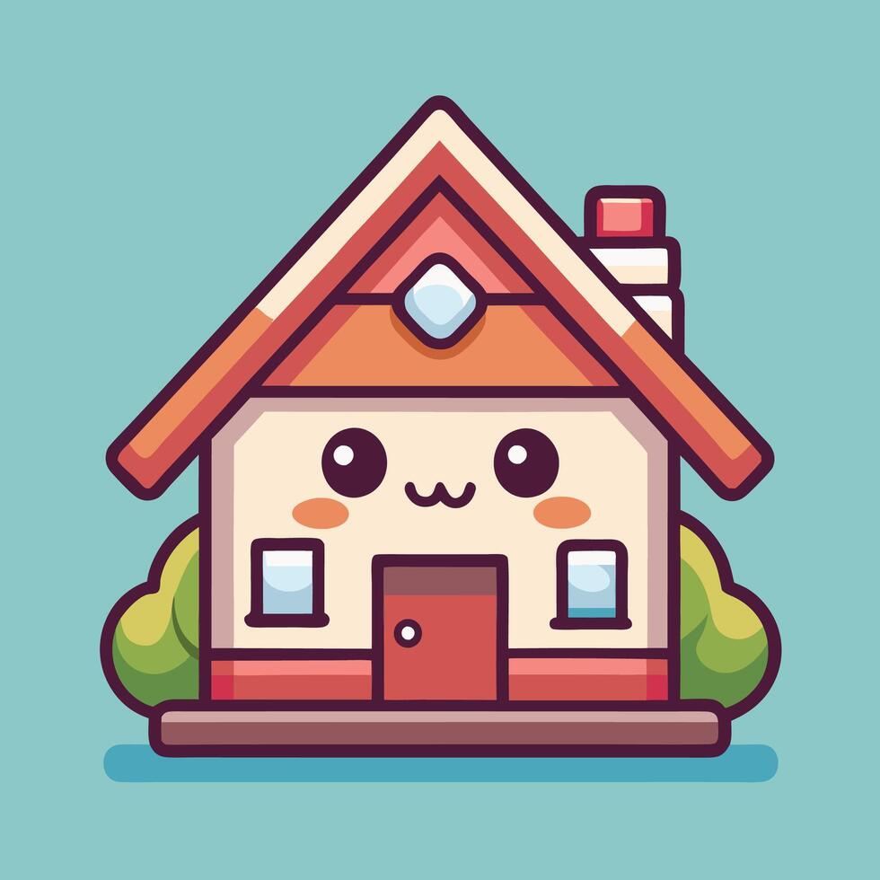 a cute house with a window on a white background vector